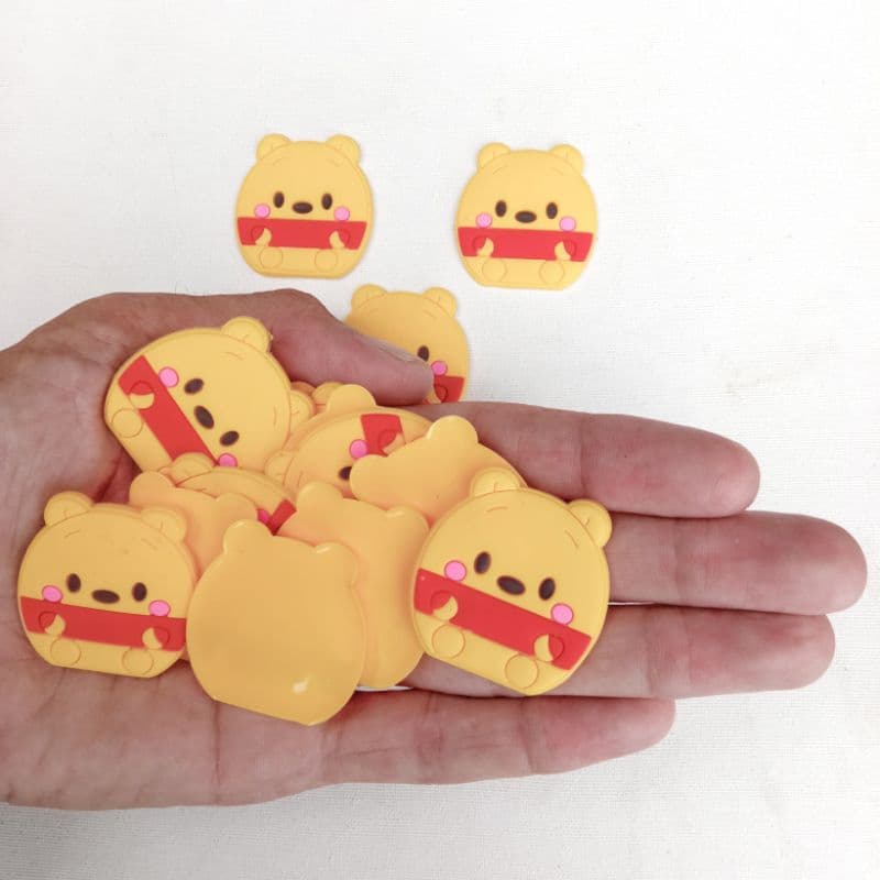 6uni aplique Emborrachado Infantil ursinho Artesanato Laços tiaras prendedores presilhas chaveiros chinelos bolsas  DIY