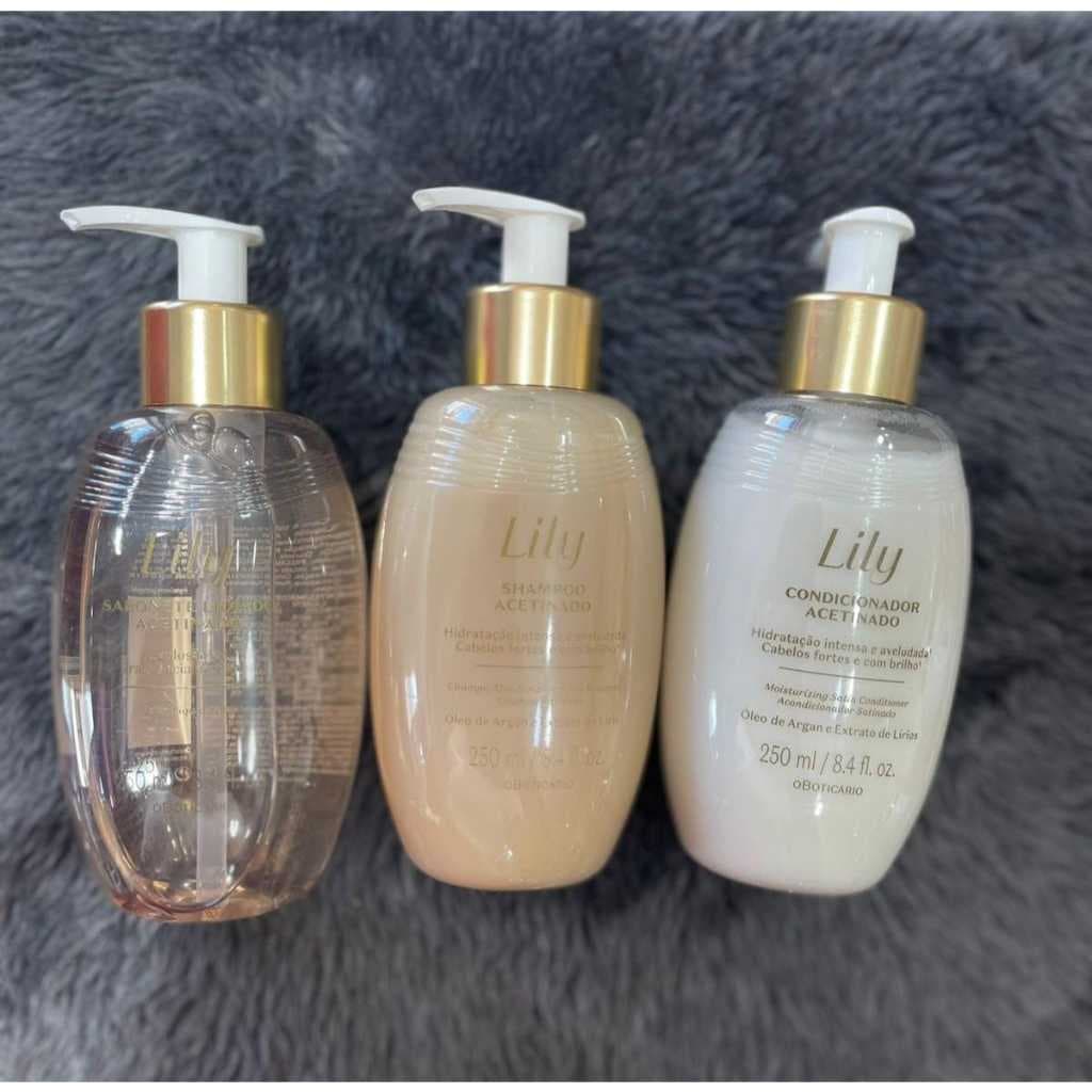 KIT LILY BANHO sabonete líquido corporal 250ml + shampoo 250ml + condicionador 250ml