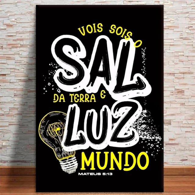 Quadro Decorativo "Vós sois o sal da terra e a luz do mundo" Religião Bíblico MDF 3mm