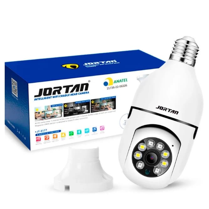 Câmera Segurança Lâmpada 360 Wifi Ip Full Hd 1080p Sem Fio Visão Noturna Colorida Jortan JT-8177