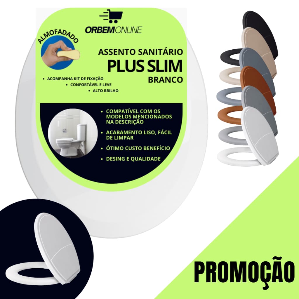 Assento Sanitário Tampa Vaso Almofadado Oval Deca Celite Logasa Incepa Slim