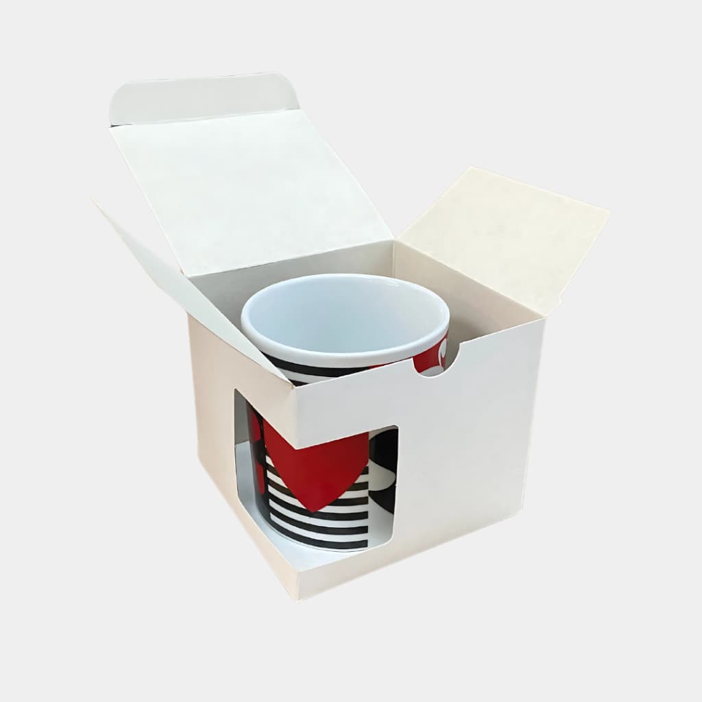 Caixa Caneca De Porcelana Com Visor 325ml (branca) + Reforço Fundo Caneca Sublimação ref09