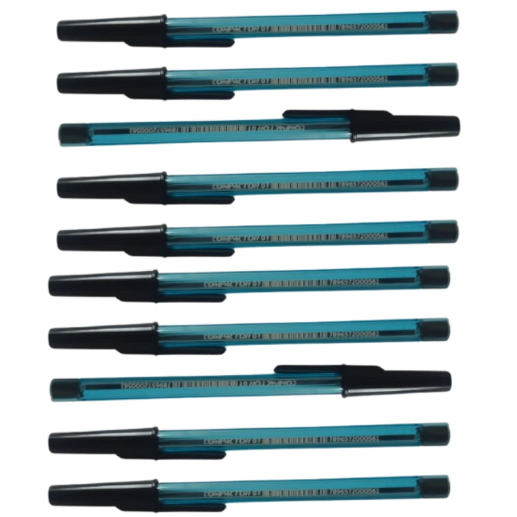 Caneta esferográfica 0,7mm Preta - Compactor kit com 10unidades