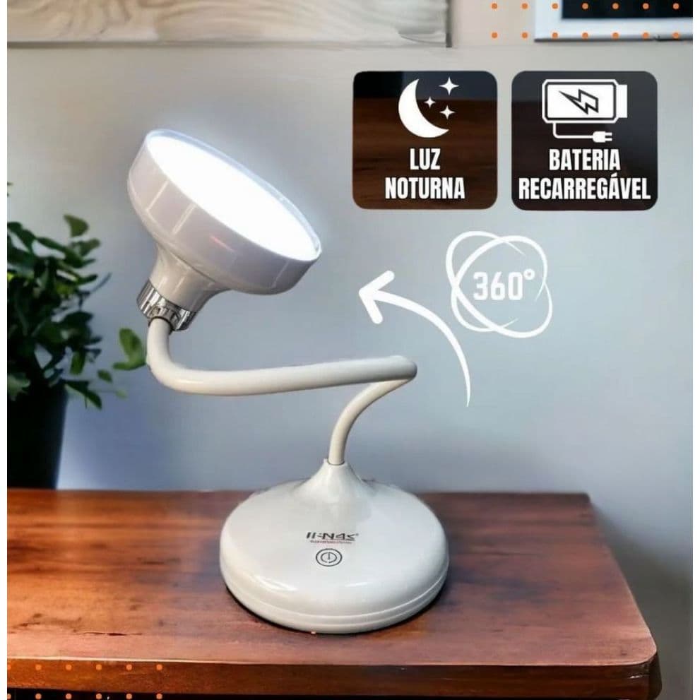Luminária De Mesa Flexível Escritório Leitura Touch 20 Leds