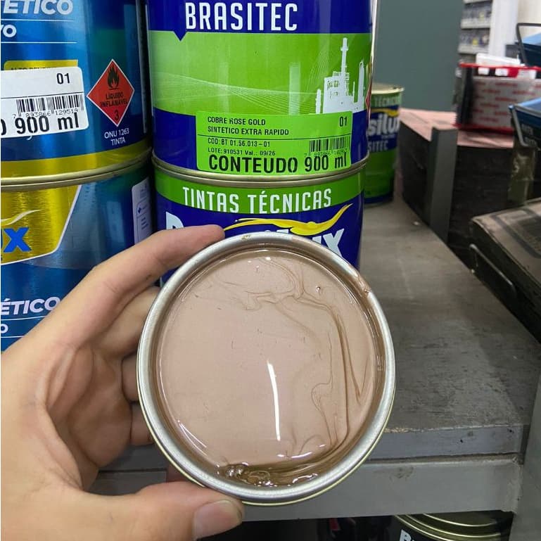 Kit 3 Tinta Esmalte Sintético Cobre Rose Gold Met 900ml Brasilux Secagem Extra Rápida