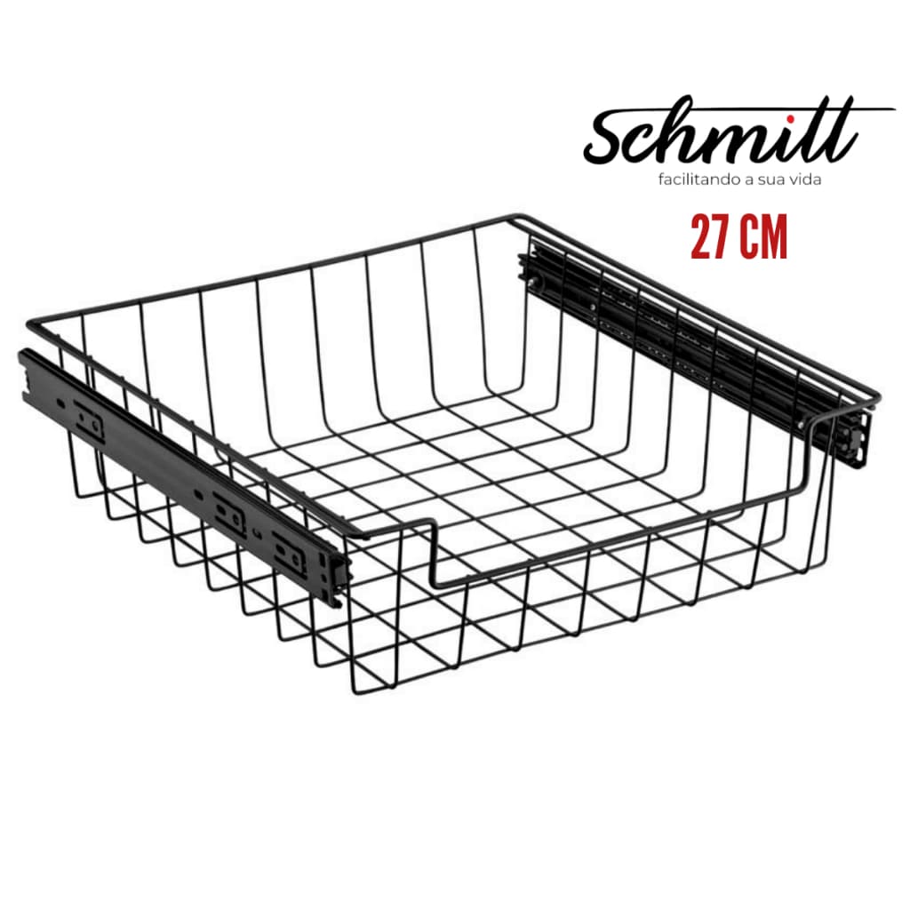 Gaveta Fruteira Para Armário Planejado Corrediça Trilho Leve Prático Preto 27cm Largura