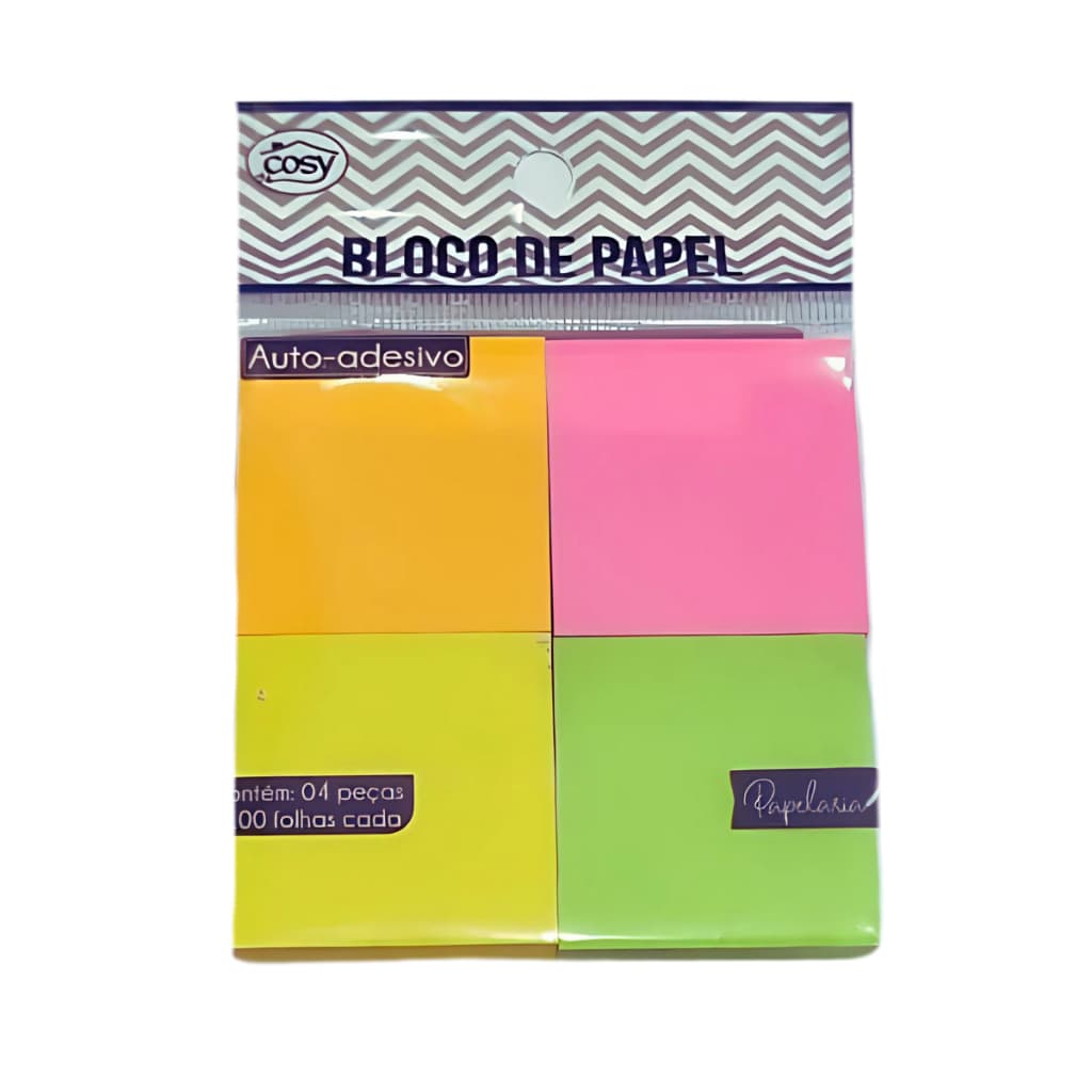 Bloco 4 Uni 2000 Folhas Adesivas Anotações Lembretes Notas Recados Colorido Neon Autoadesivo 3,8x3,8