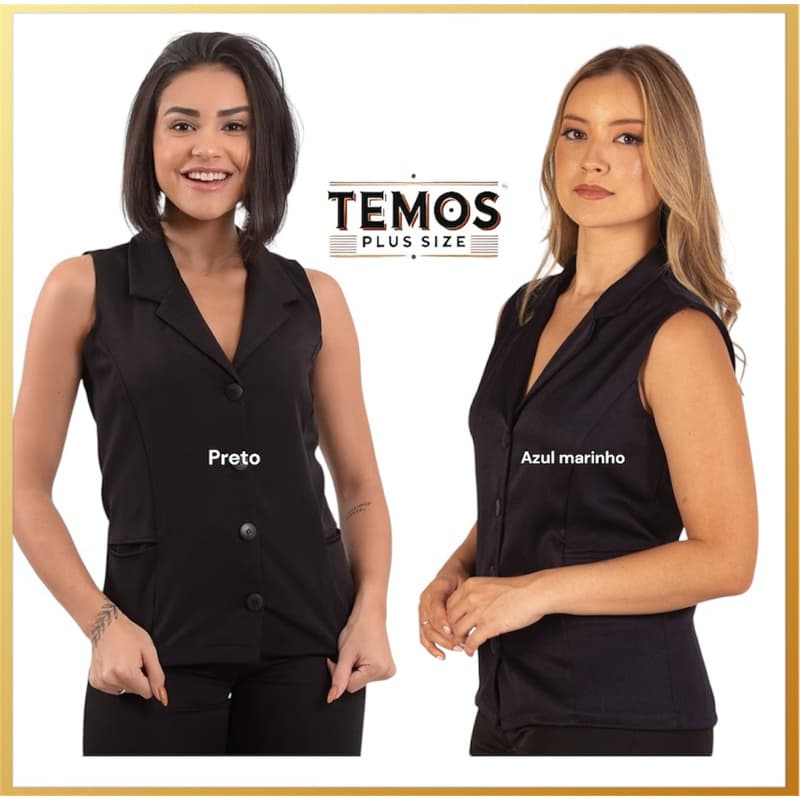 Colete Social 02 Bolsos Elastano Feminino Ideal Uniformes