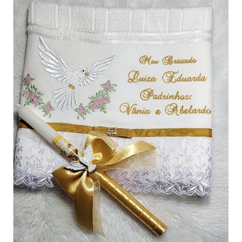 Toalha para Batizado e vela para Batizado"ENTREGA RÁPIDA"