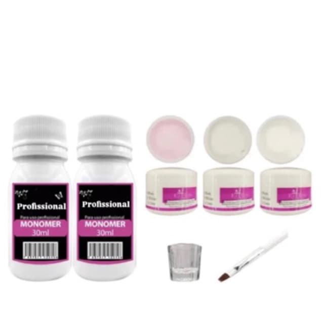 Kit Manicure Líquido Acrílico 2 Monomer Para Unhas Pó Acrilico 3