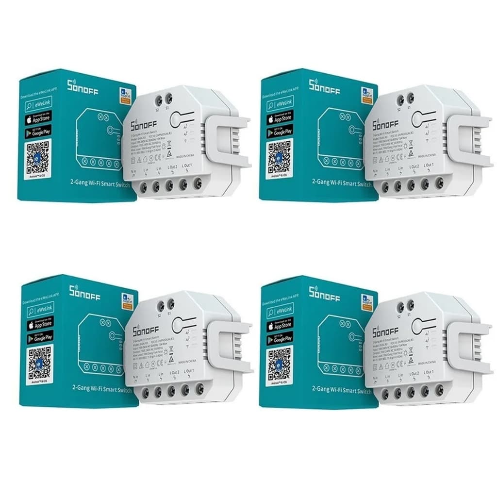 Kit 4 Sonoff Dual R3 Automação 2ch Wifi Motor Cortina Persiana