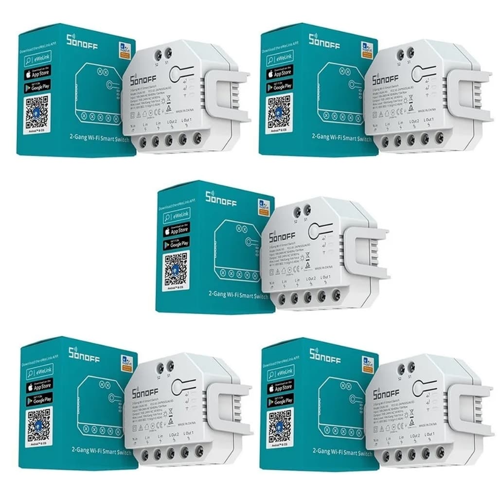 Kit 5 Sonoff Dual R3 Automação 2ch Wifi Motor Cortina Persiana