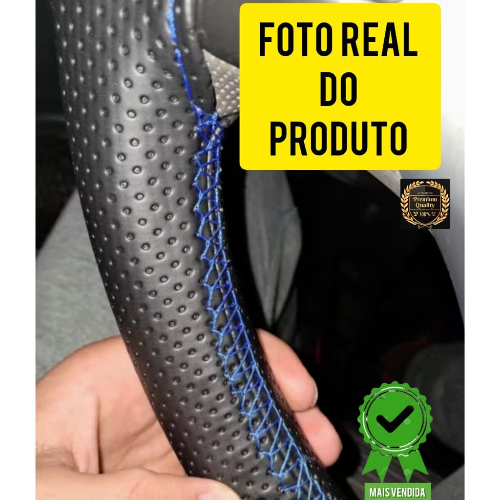 KIT 2 Capas Para Volante de Carro em Couro Revestimento Costurada Ajuste Perfeito