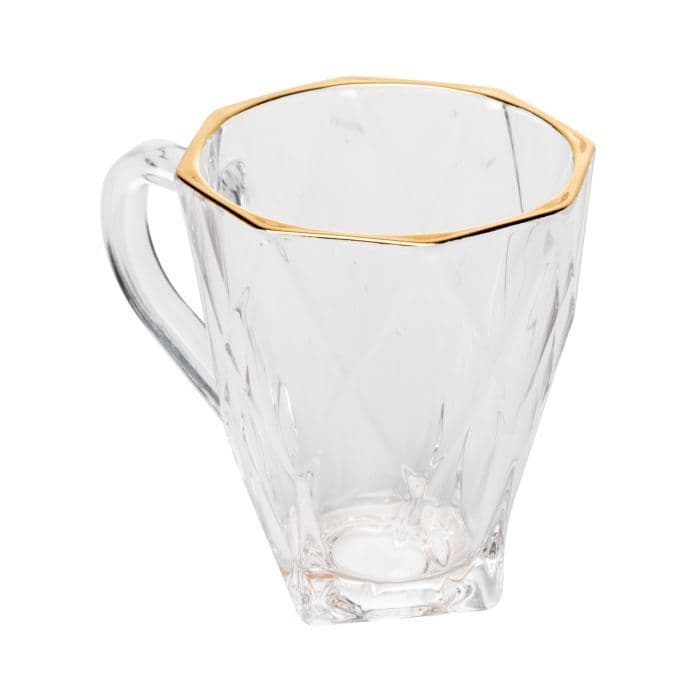 Jogo com 6 Canecas 180ml Cristal Diamond  Fio de Ouro - Lyor