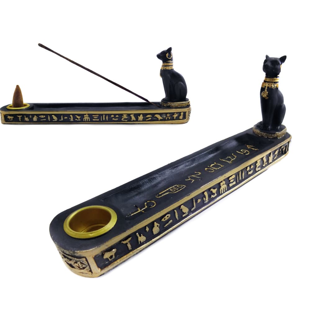 Incensário Egípcio Gato Bastet Incenso Pailito e Cone