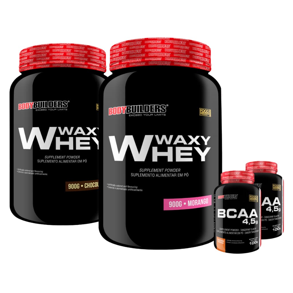 Kit 2x Waxy Whey Protein 900g + 2x BCAA 4.5 100g - Bodybuilders