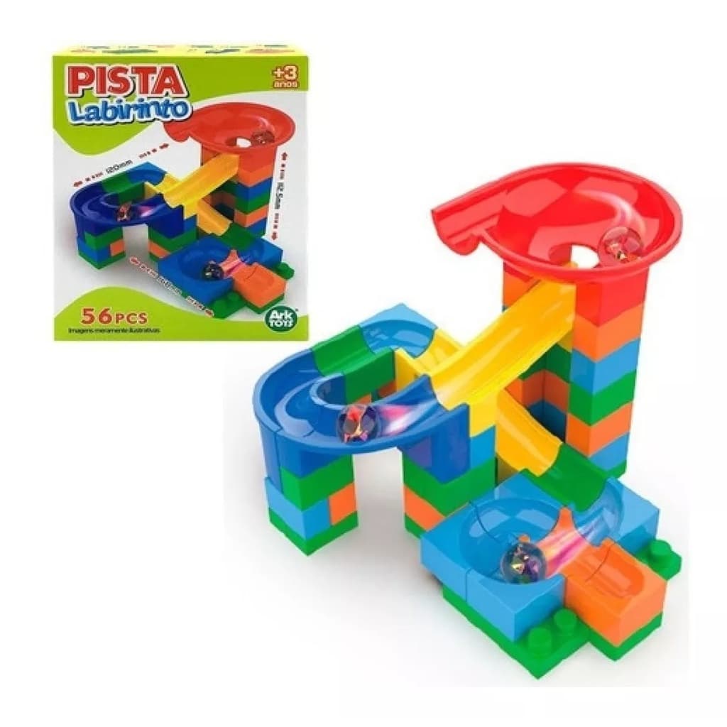 Pista De Bolinhas De Gude Blocos De Montar Labirinto 56 Pçs