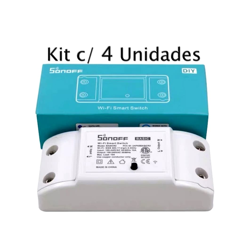 Sonoff Básico 1ch Interruptor Wifi Automação Kit 4 Unidades