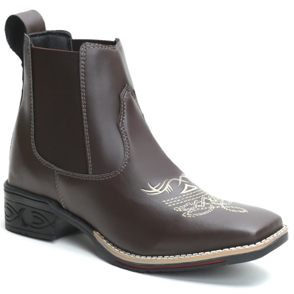 Bota Botina Country Texana Feminina Bico Quadrado Cano Curto