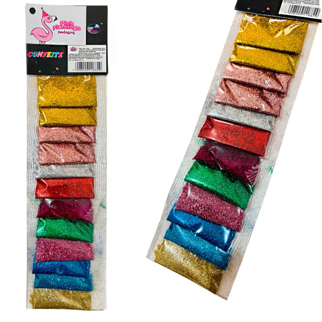 Pacote C/12 Mini Saquinhos Glitter Purpurina Colorido
