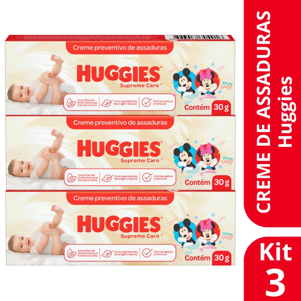 Kit 3 Pomada Para Assaduras Huggies Supreme Care 30g - Huggies