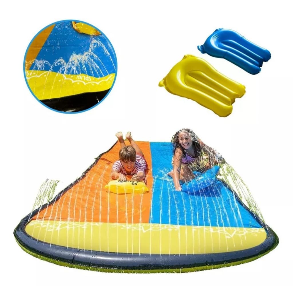 Escorregador Infantil Duplo Inflável Gigante 488x152cm Com Jato Água Toboágua