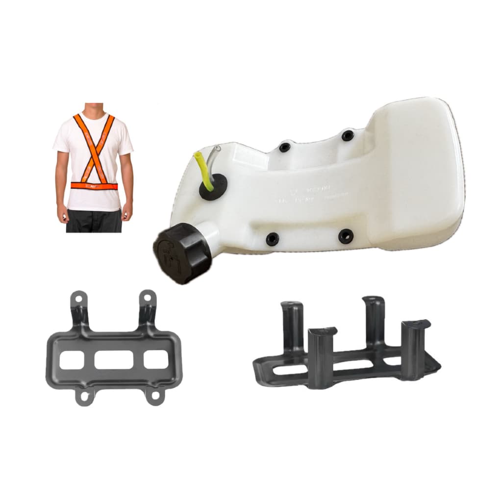 Tanque Gasolina Roçadeira motobomba universal 43/52/62cc fixação 4 Furos + suporte + brinde colete refletivo
