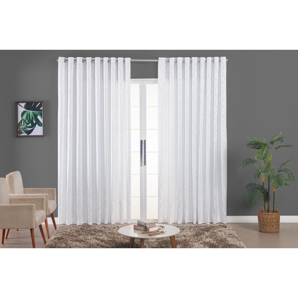 Cortina Jacquard Semi Blackout 1,80M x 1,40M Para Sala E Quarto Varias Cores