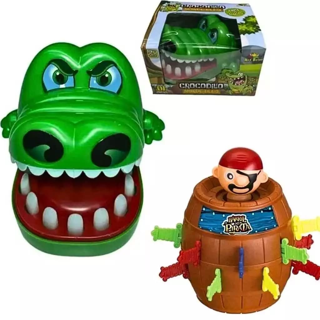 Combo Com 2 Super Brinquedos(Pula Pirata+Crocodilo Morde Dedo)Presente Criança