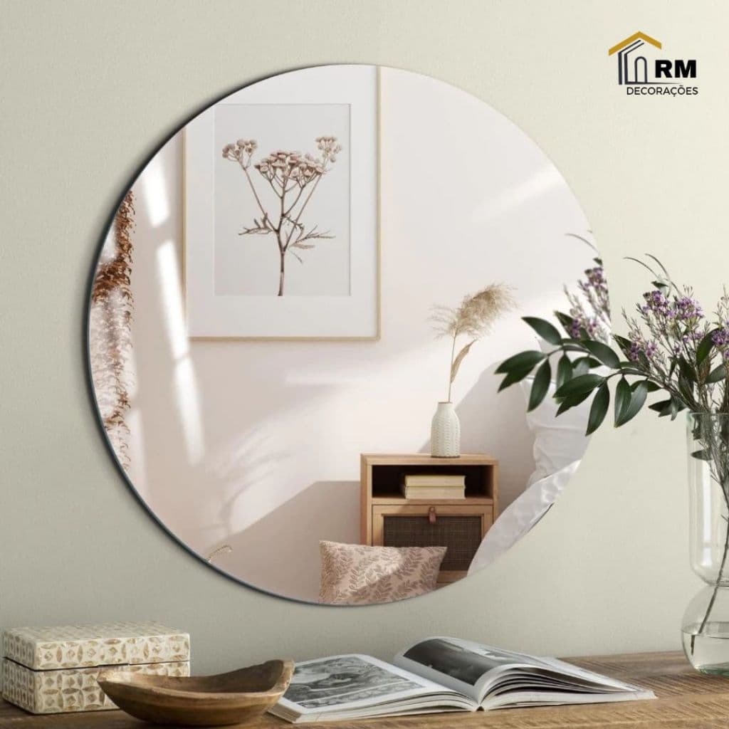 Espelho Redondo Decorativo Acabamento Premium Para Banheiro Sala Quarto 30 a 60 cm Envio Imediato