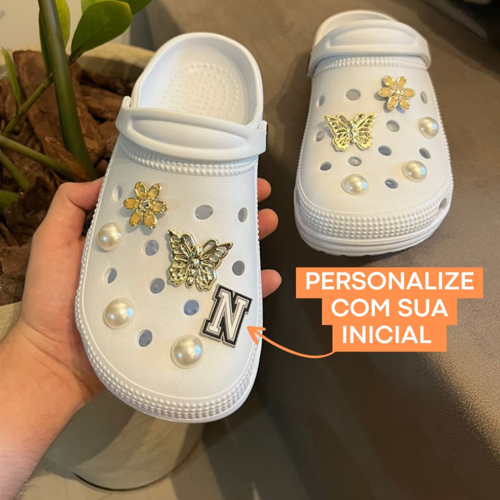Sandália Babuche Luxo com Enfeites E Inicial Personalizada Leve 100% Eva