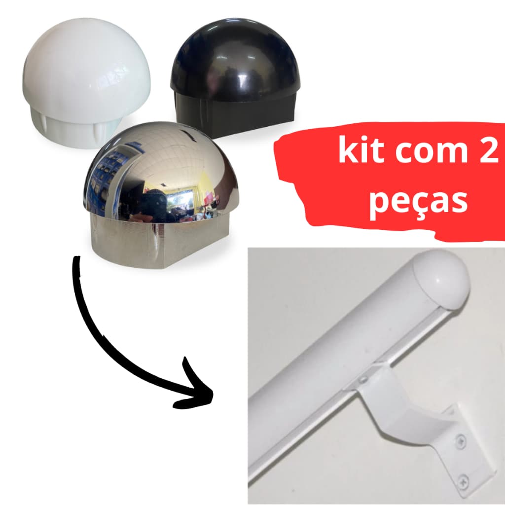 Tampa Nylon para Corrimão Redonda Bolinha 2'' Acabamento 2 Pol Escada Alumínio -2 Uni Envio Imediato