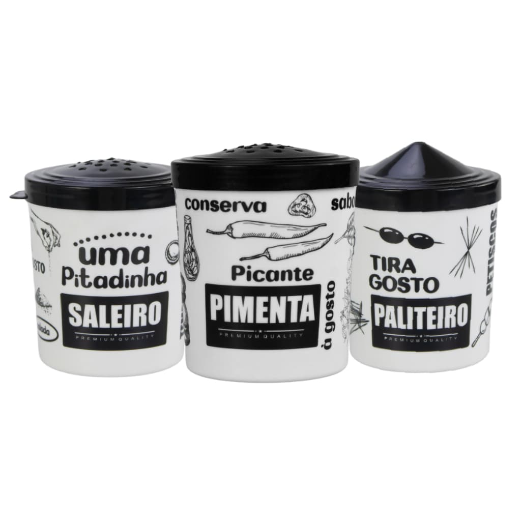Porta Condimentos Temperos de Plástico 200Ml Kit 3 Peças