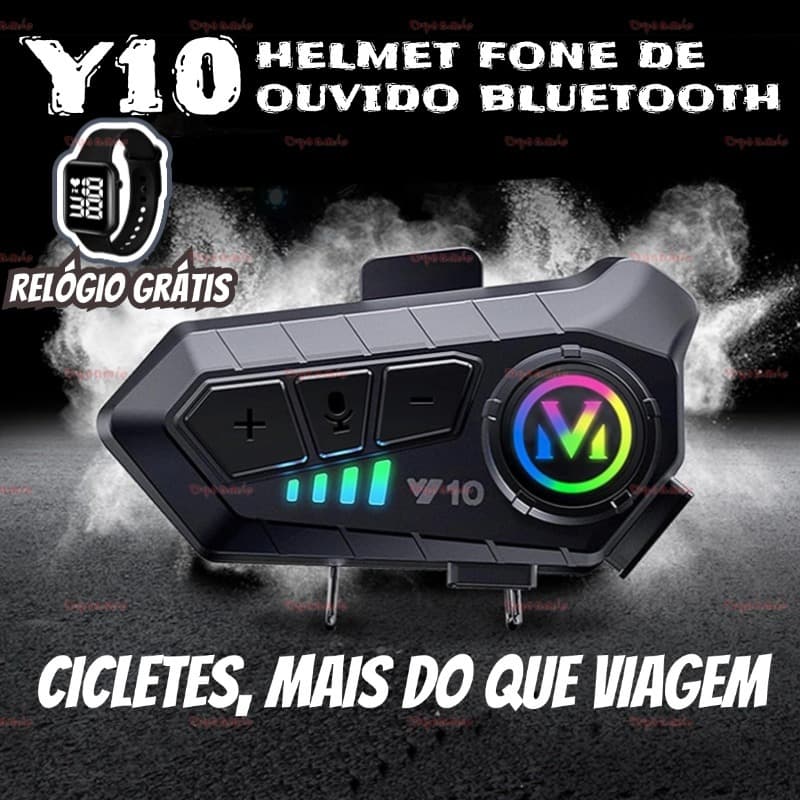 Y10 Motocicleta Sem Fio Bluetooth 5.3 Fone de Ouvido Capacete Kit de Chamadas Mãos Livres À Prova D'Água
