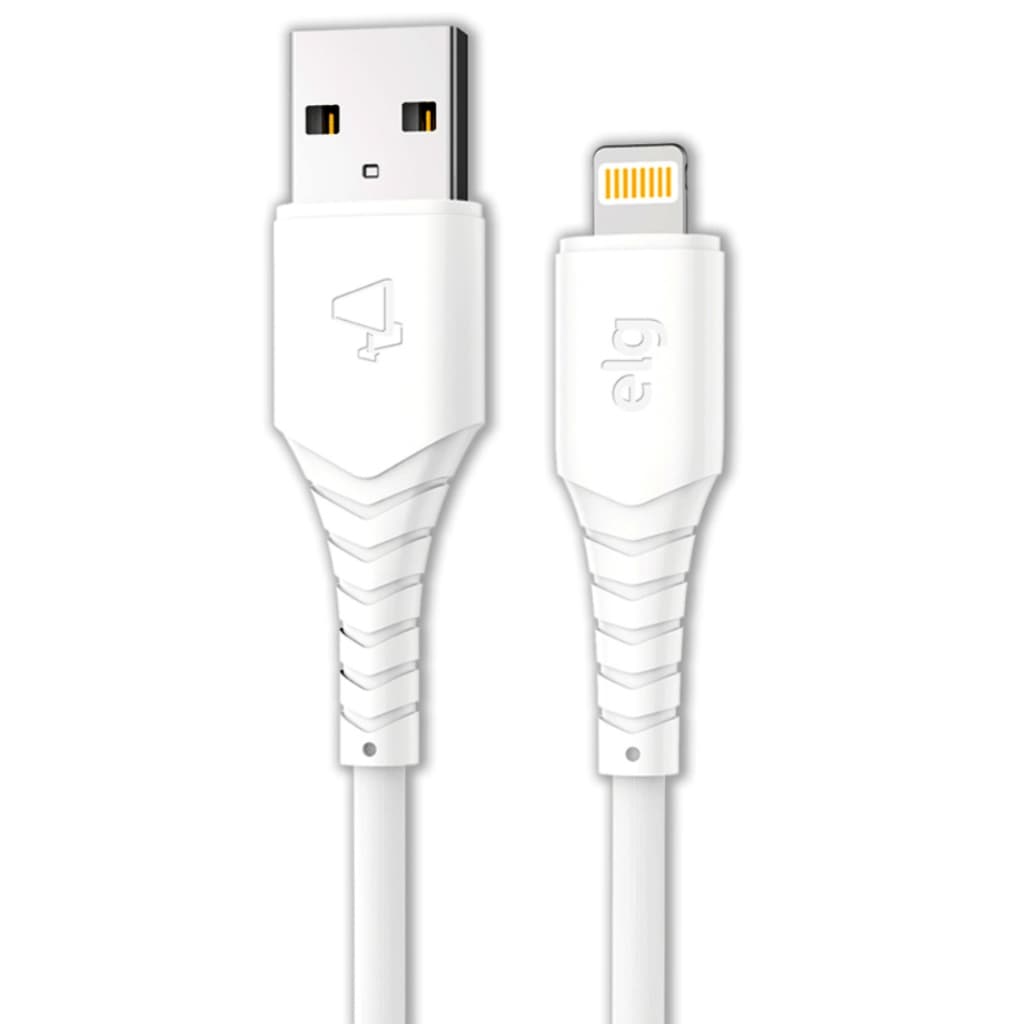 Cabo carregador de celular Lightning 2.4 A -  Original Elg - Cabo 1,2m - Branco - Garantia