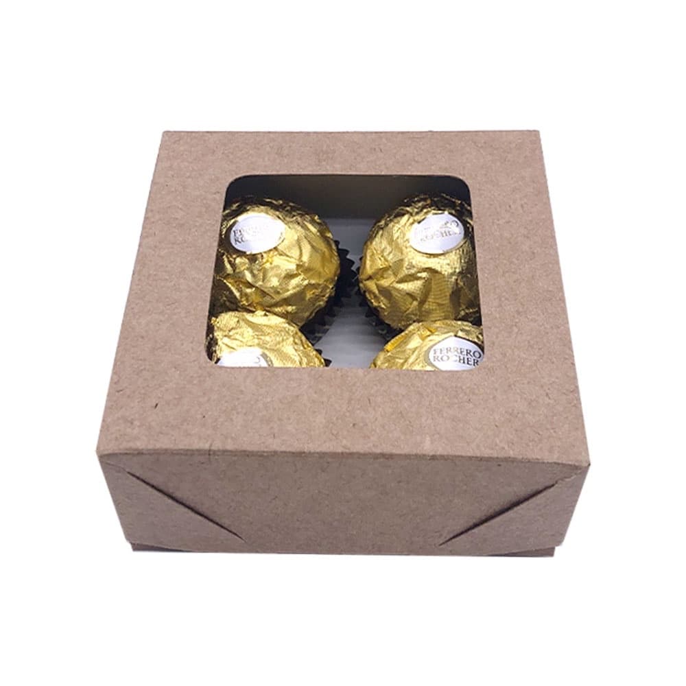 10 - 50 Caixas Embalagem 4 Doces Com Visor moldura em Acetato BRANCA 8x8x4