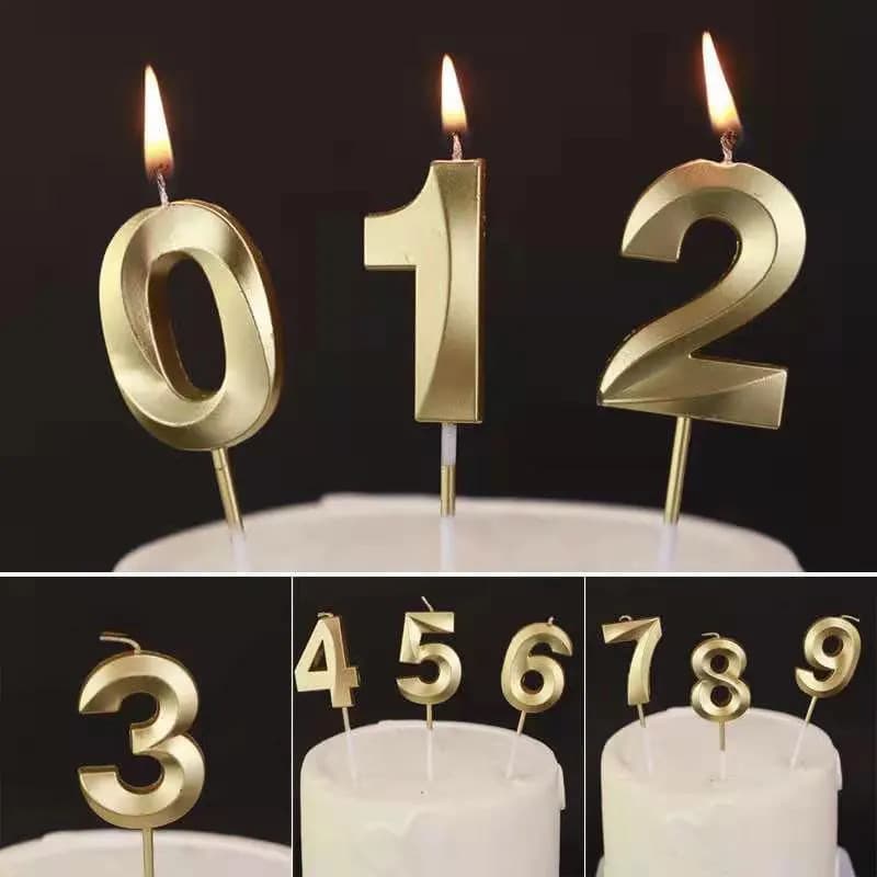 Kit com 3/4 Velas de Aniversário Prata/Dourado Especifique o número desejado (Número específico)
