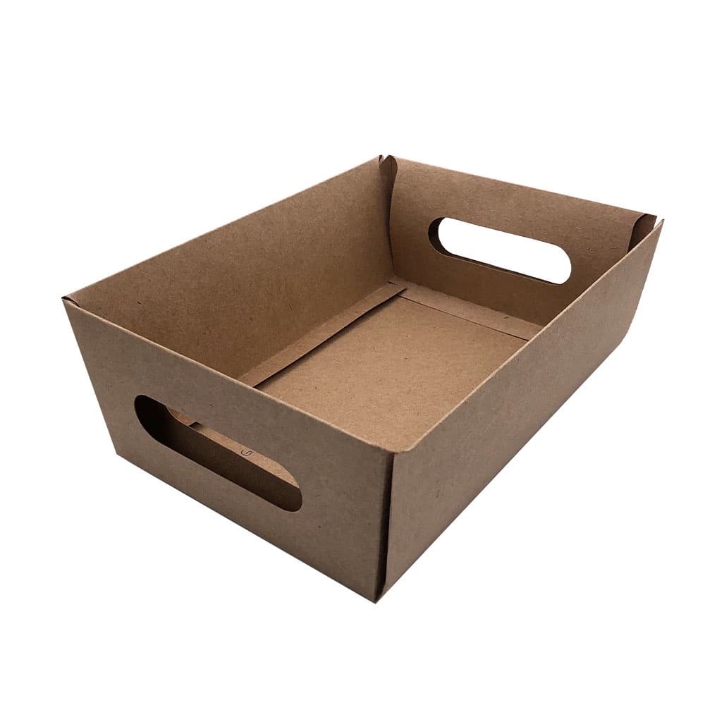 Cesta de Papel Kraft e Branco (Escolha seu tamanho) 10 unidades
