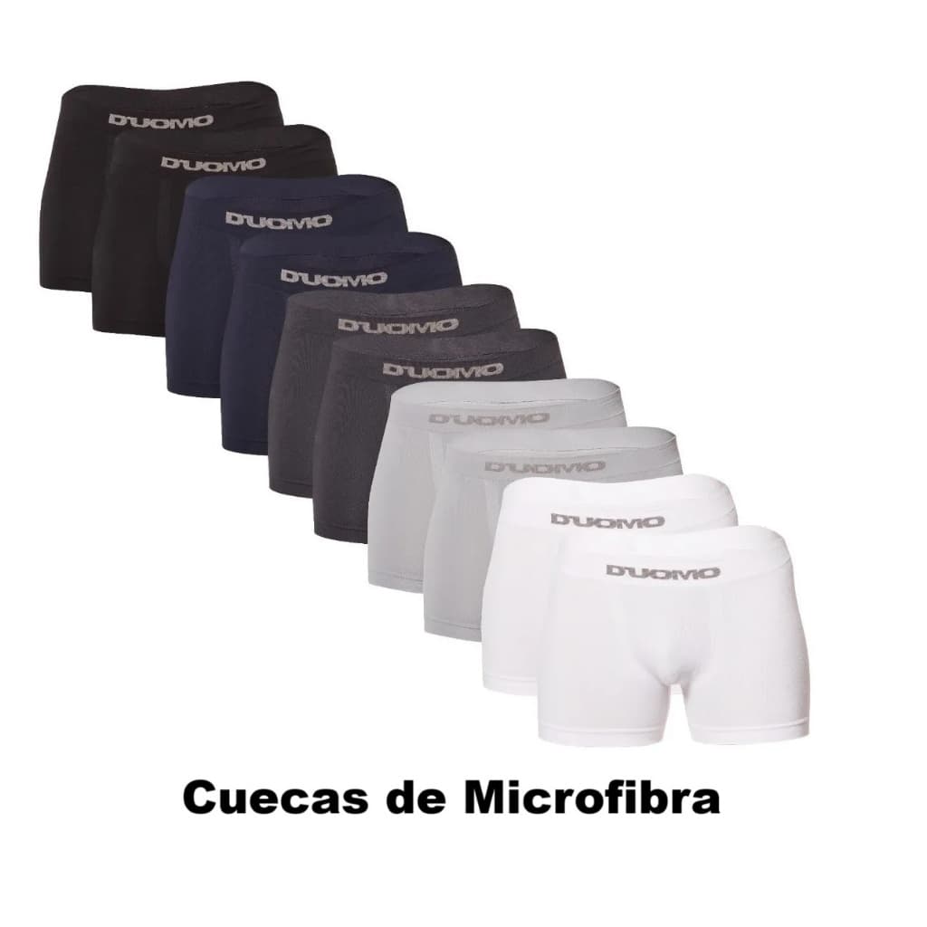 Kit C/ 10 Cuecas Boxer Microfibra Sem Costura Duomo Lisas