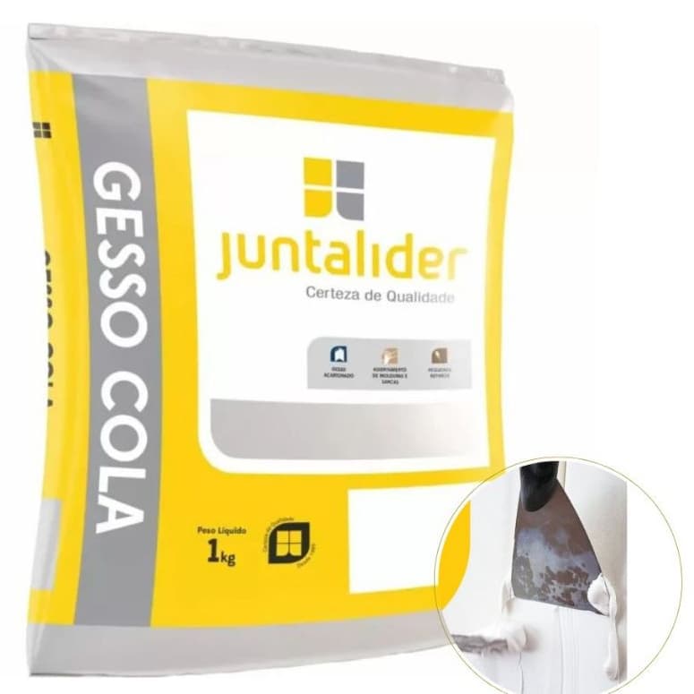 Gesso Cola 1kg Juntalider Para Acabamentos e Reparos