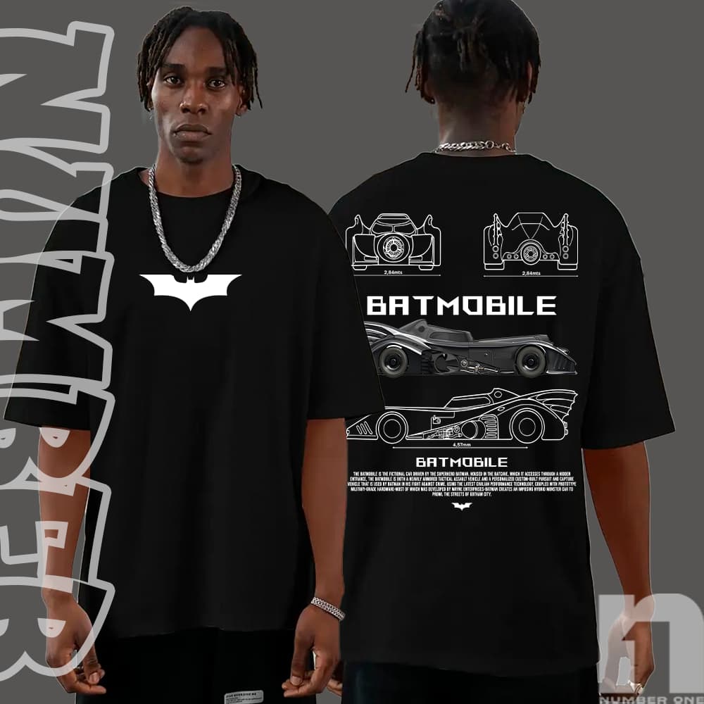 Camiseta Basica e OVERSIZED Batmovel Batman Batmobile Future Cosmics Graphic Unissex