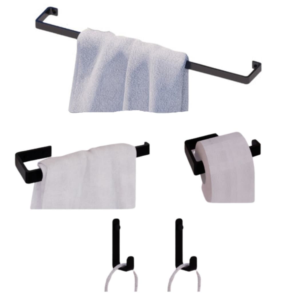 Kit Acessórios Para Banheiro Preto 5 Peças Jc Industria