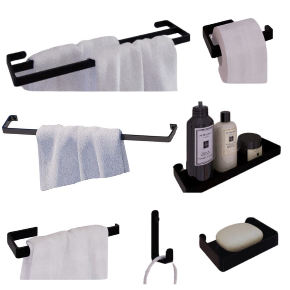 Kit Acessórios Para Banheiro 2 Porta Toalhas 7 Peças Jc