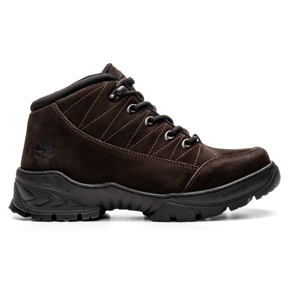 Bota Coturno Em Couro Motociclista Militar Armata Cross - CAFÉ NOBUCK