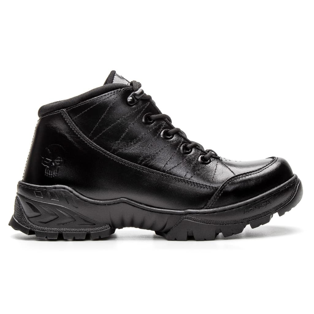 Bota Coturno Em Couro Motociclista Militar Armata Cross - Preto Liso
