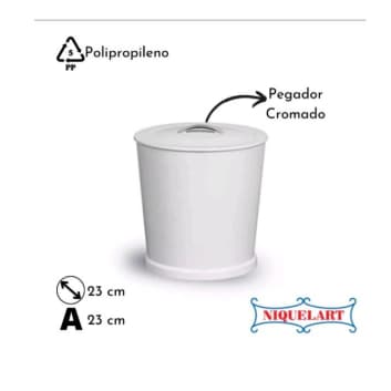 Lixeira para banheiro e cozinha em polipropileno capacidade 6 litros com pegador cromado nas cores branco e preto