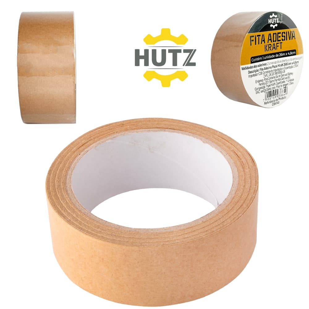 Fita Adesiva Papel Kraft Hutz 48 mm x 26 m