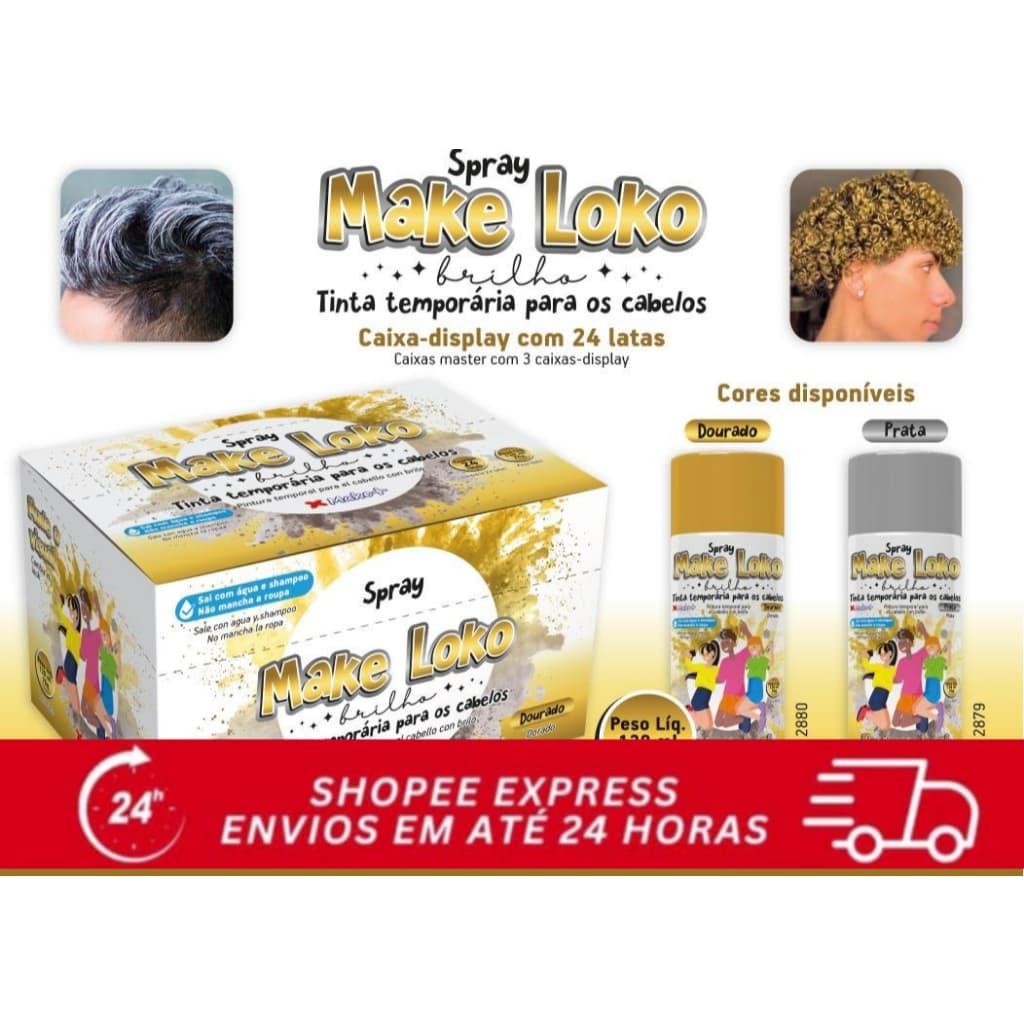 SPRAY PINTA CABELO BRILHO, PINTA CABELO, TINTA DE CABELO 01 UNIDADE