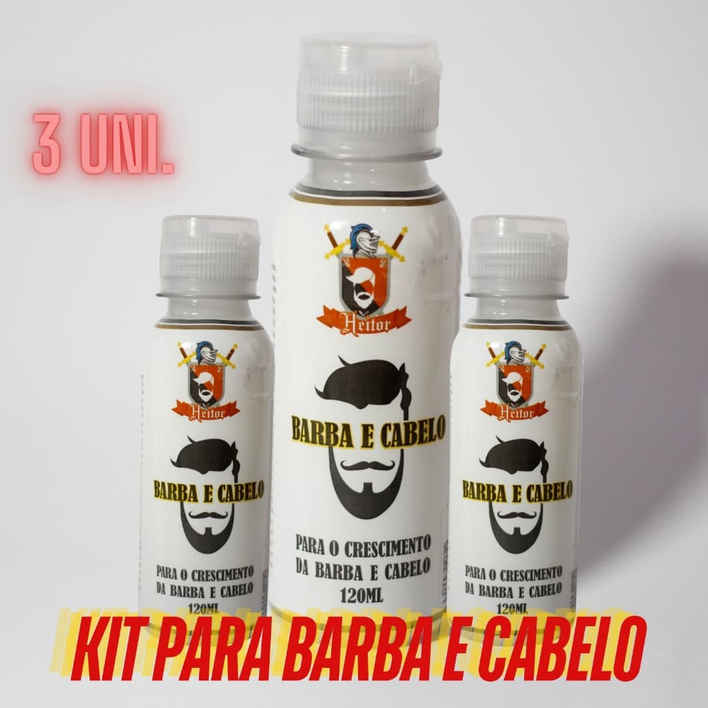 KIT 3uni CREME POTENCIALIZADO PARA CRESCIMENTO DO CABELO, BARBA E SOBRANCELHA 12%