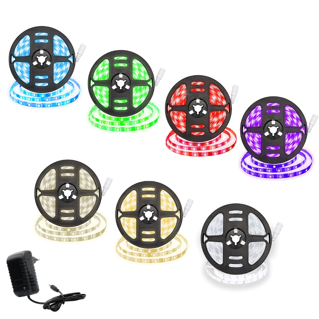 Fita Led 5050 5 Metros Com Silicone 300 Leds Ip65 + 01 Fonte Bivolt Rolo a Prova D'água